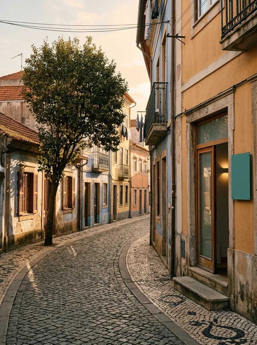 Rua Cândido dos Reis em Oeiras com a entrada da clínica