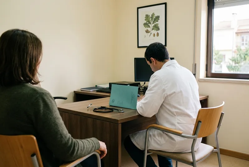 Médico em consulta com um doente no centro médico de Oeiras